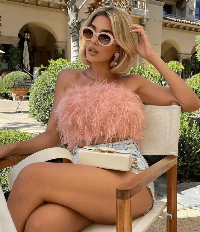 Aurora Feather Strapless Crop Top Castello Clothing Line