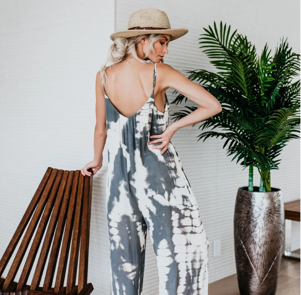 Alice Sleeveless Tie-Dye Wide-Leg Jumpsuit women jumpsuits Castello Clothing Line