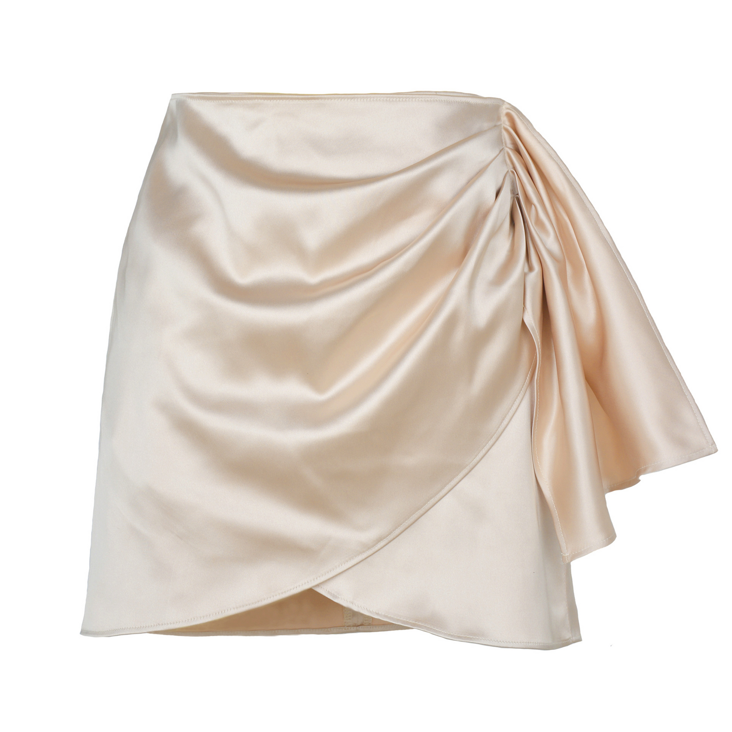 Satin Pleated Mini Skirt with Side Sash  Castello Clothing Line   