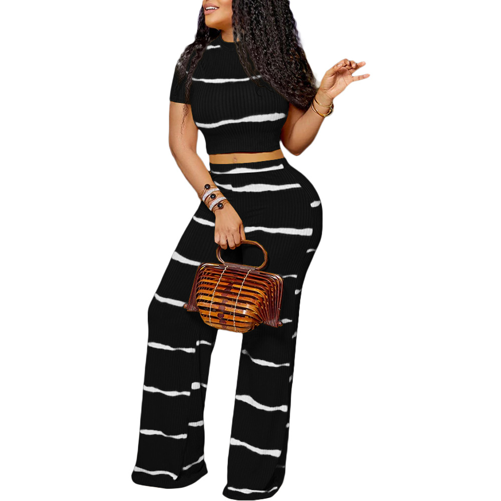 Tie Dye Crop Top and High Waist Pants Set  Castello Clothing Line   