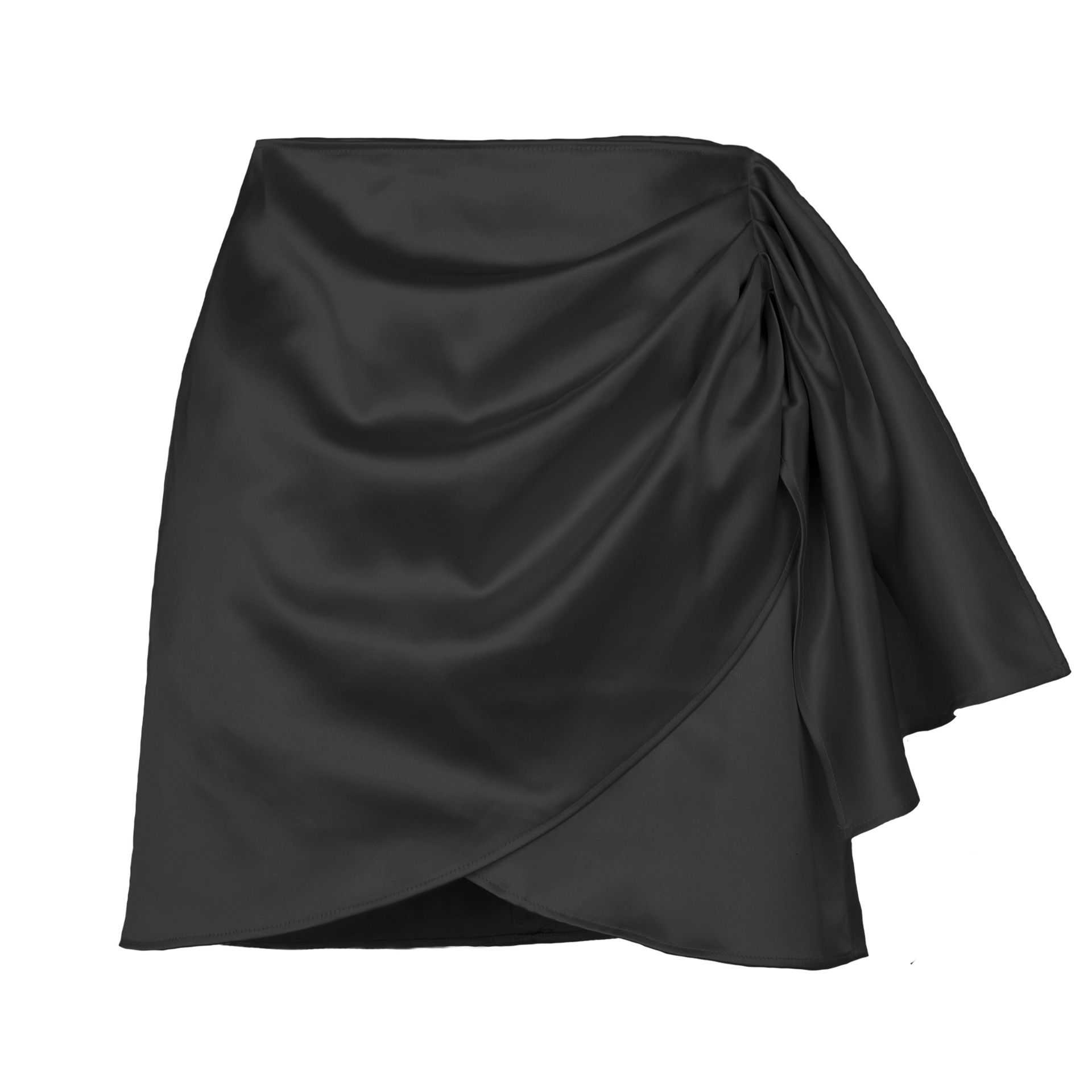 Satin Pleated Mini Skirt with Side Sash  Castello Clothing Line   