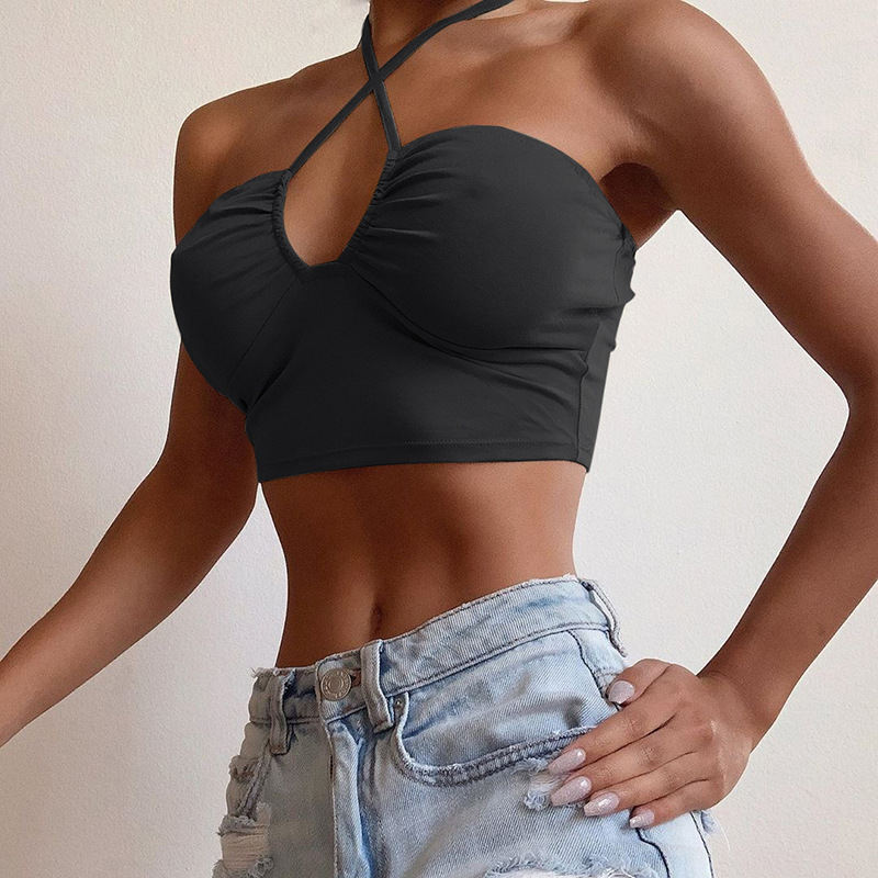 Twist of Temptation Keyhole Halter Crop Top  Castello Clothing Line   