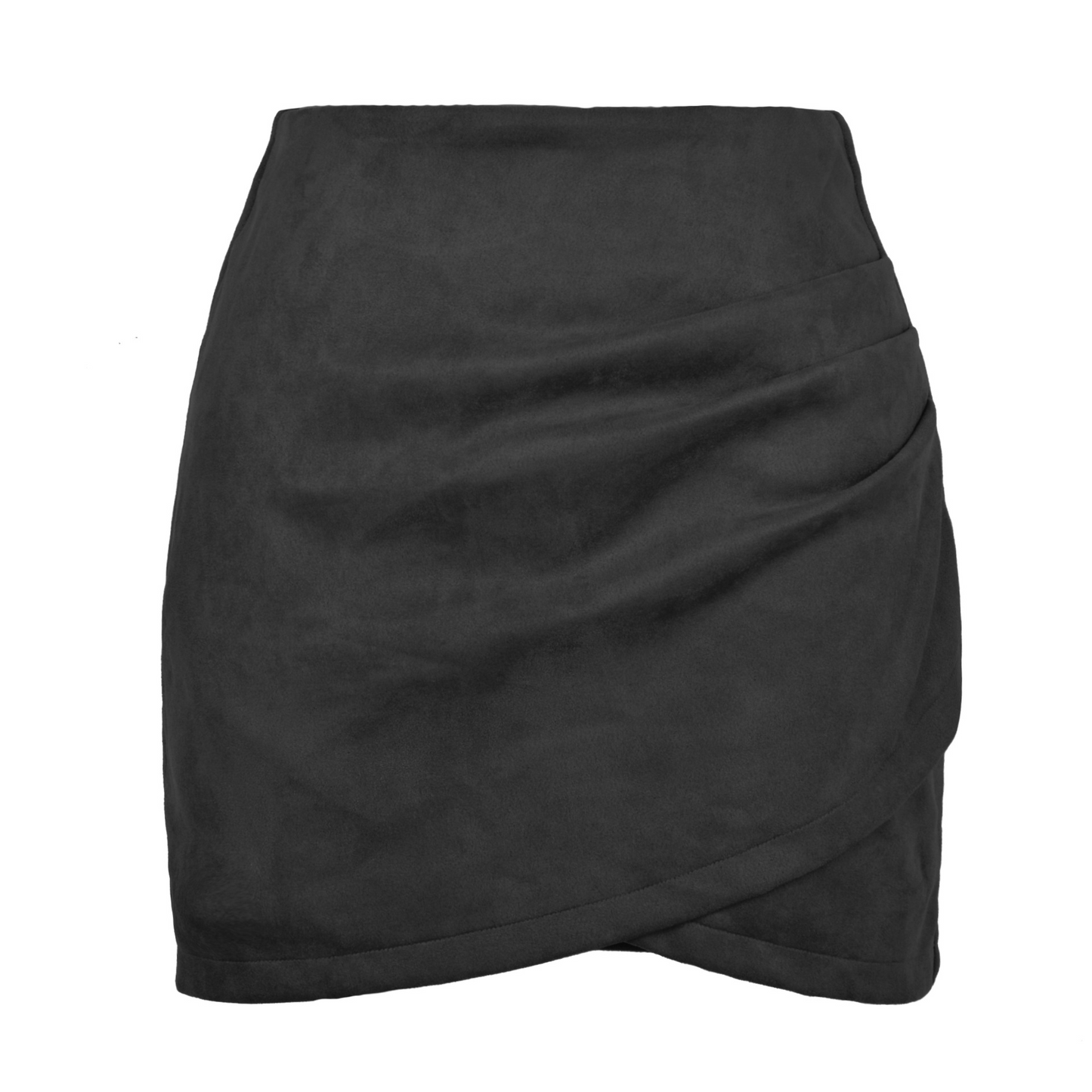 Suede Asymmetrical Skirt with Back Zip Up  Castello Clothing Line   