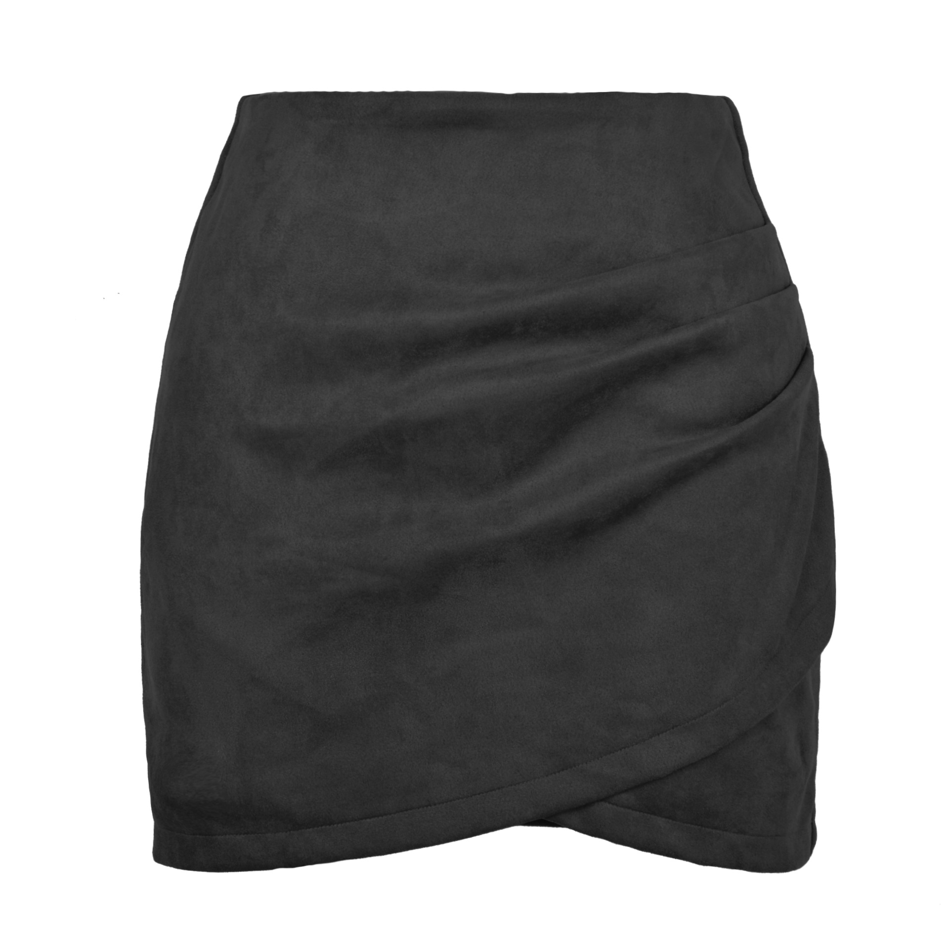 Suede Asymmetrical Skirt with Back Zip Up  Castello Clothing Line   
