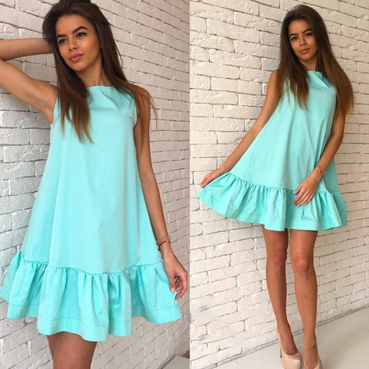Ella Sleeveless A-Line Mini Ruffle Hem Dress Castello Clothing Line