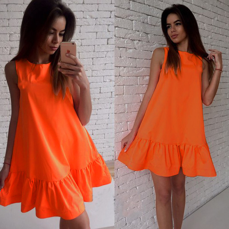 Ella Sleeveless A-Line Mini Ruffle Hem Dress Castello Clothing Line