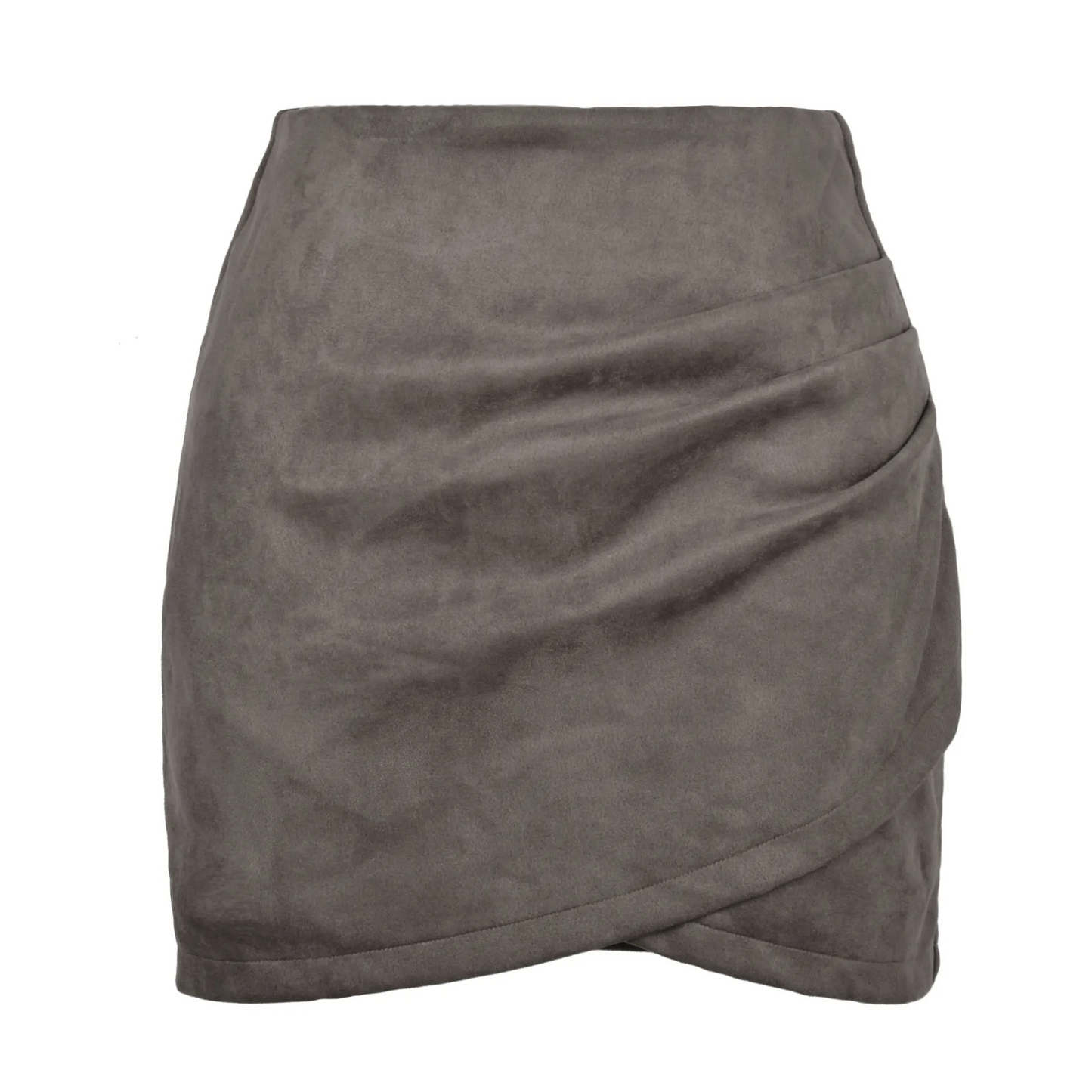 Suede Asymmetrical Skirt with Back Zip Up  Castello Clothing Line   