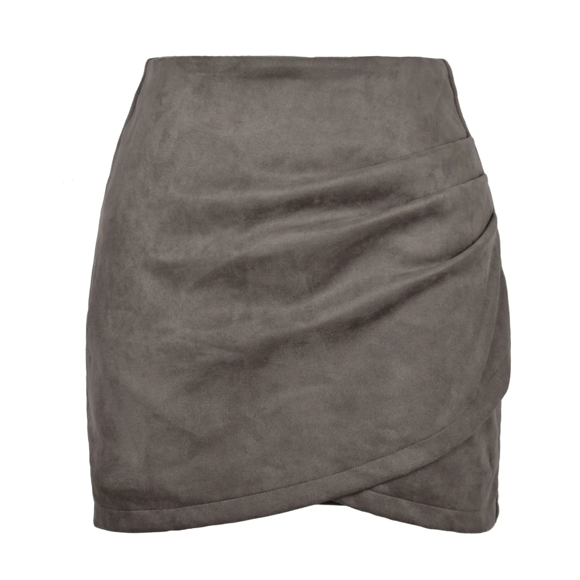 Suede Asymmetrical Skirt with Back Zip Up  Castello Clothing Line   