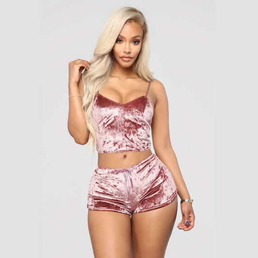Velvet Seduction Lounge Bralette and Shorts Set  Castello Clothing Line   