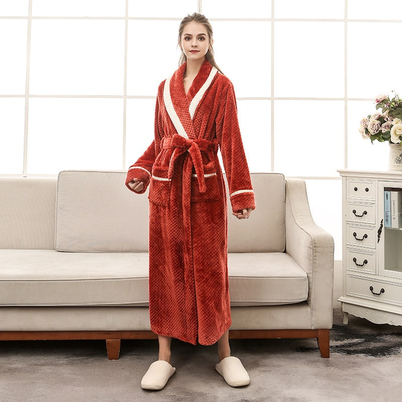Blush Plush Long Fleece Shawl Collar Robe  Castello Clothing Line   