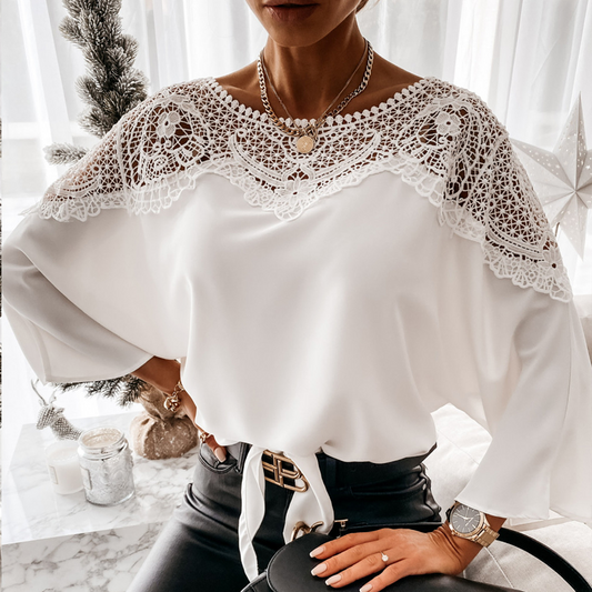 Sweet Charm Lace Tie-Front Blouse  Castello Clothing Line   