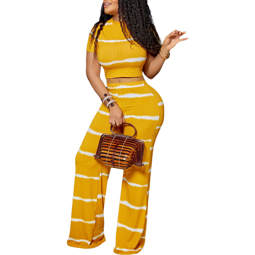 Tie Dye Crop Top and High Waist Pants Set  Castello Clothing Line   