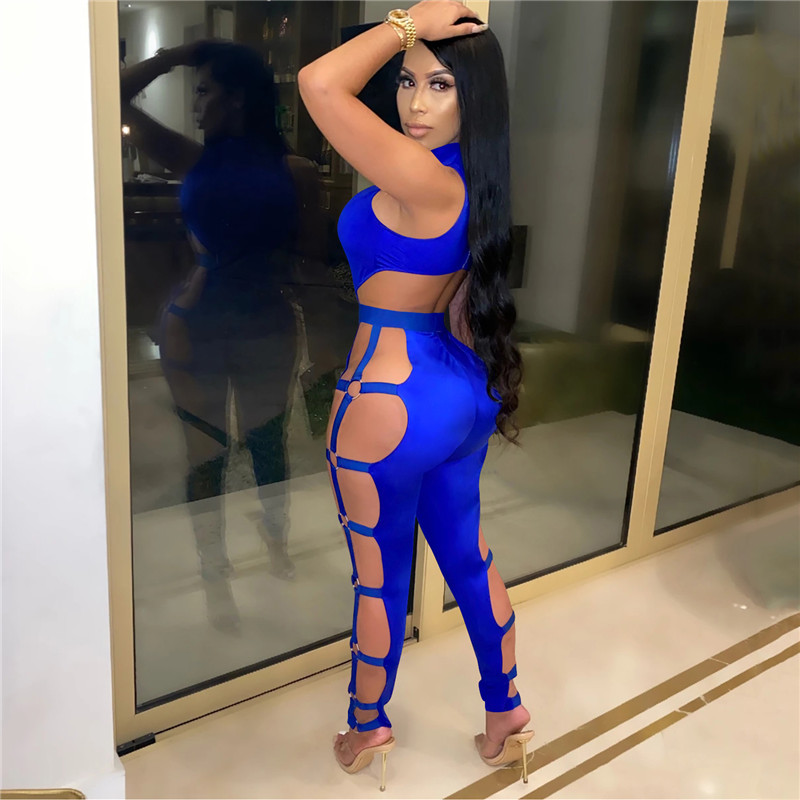 Danica Sleeveless Open Back Strappy Cutout Bodycon Jumpsuit women jumpsuits Castello Clothing Line