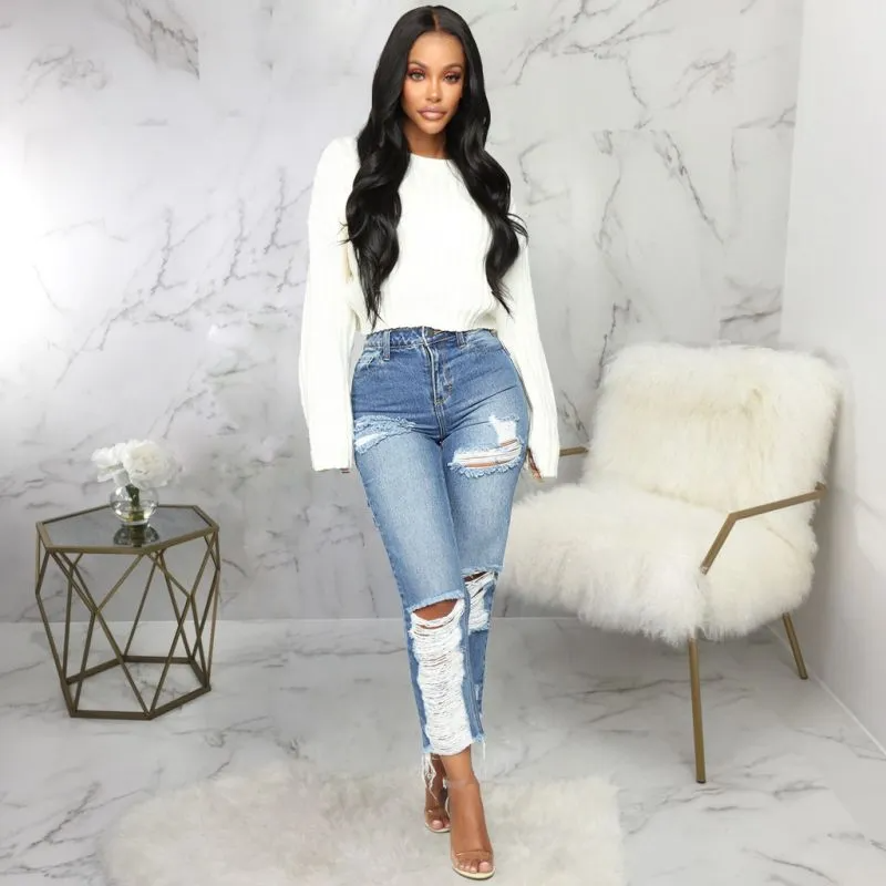 Stone Wash Ripped Skinny Jeans  Castello Clothing Line   