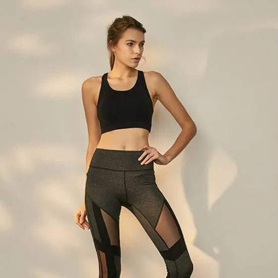 Lia Scoop Neck Mesh Lace-Up Back Sports Bra sports top & bras Castello Clothing Line