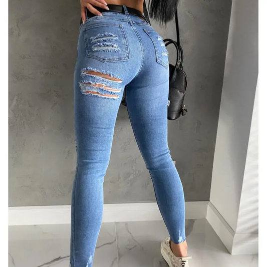 Distressed Diva High-Rise Jeans  Castello Clothing Line   