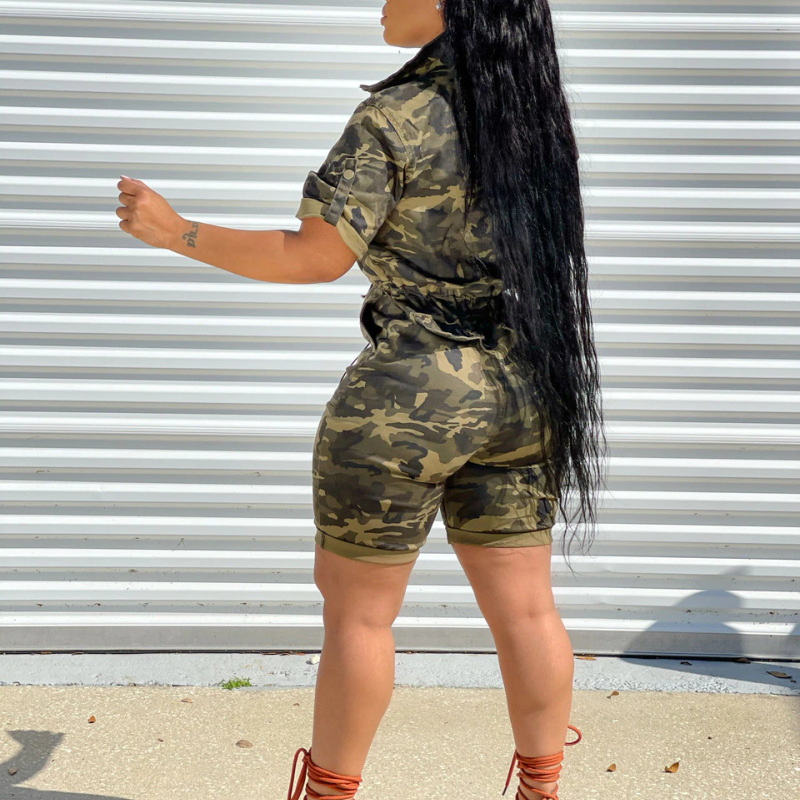 Camouflage Queen Zip Up Utility Romper  Castello Clothing Line   