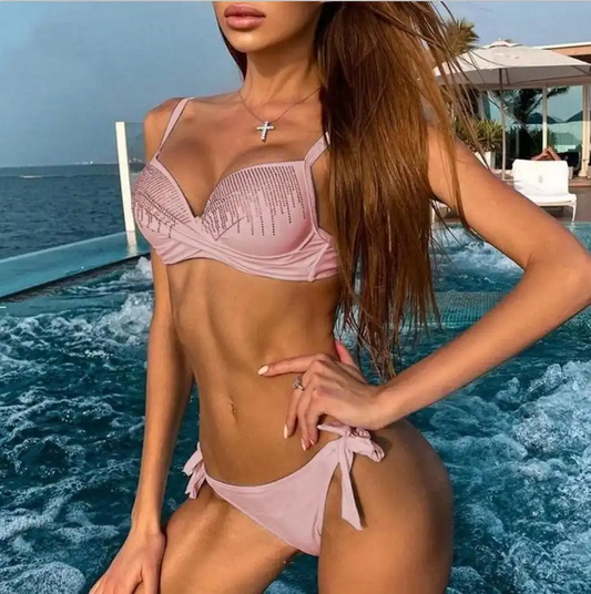 Wrap Rhinestone Bikini Set  Castello Clothing Line   