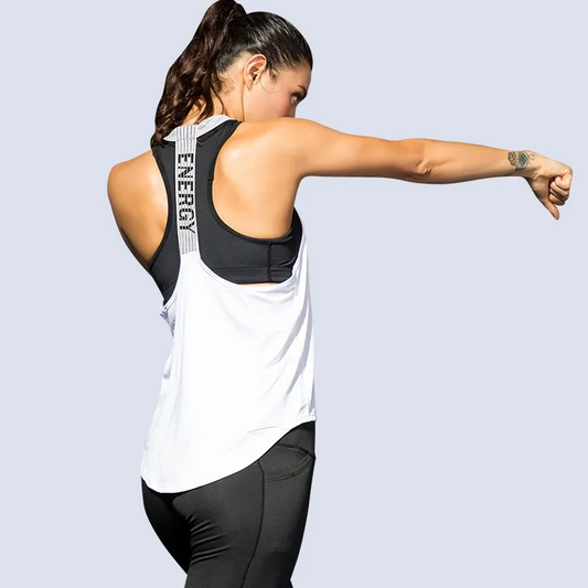 Xyla Sleeveless Racerback Graphic Tank Top workout tops and t-shirts Castello Clothing Line