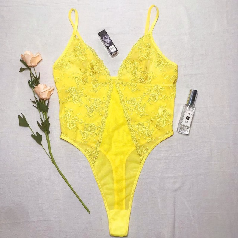 V Neck Embroidered Lace Teddy  Castello Clothing Line   