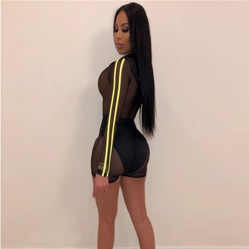 Bold Rush Striped Sheer Long-Sleeve Bodysuit  Castello Clothing Line   