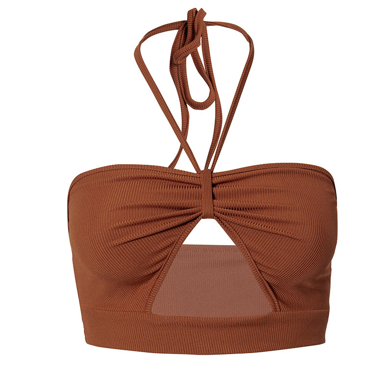 Tied and Teased Cut-Out Halter Top  Castello Clothing Line   