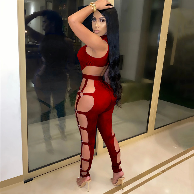 Danica Sleeveless Open Back Strappy Cutout Bodycon Jumpsuit women jumpsuits Castello Clothing Line